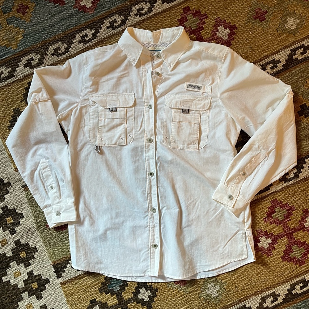 Columbia White Bahama II Long Sleeve Button-Up Sun Shirt Omni-Shade - never worn